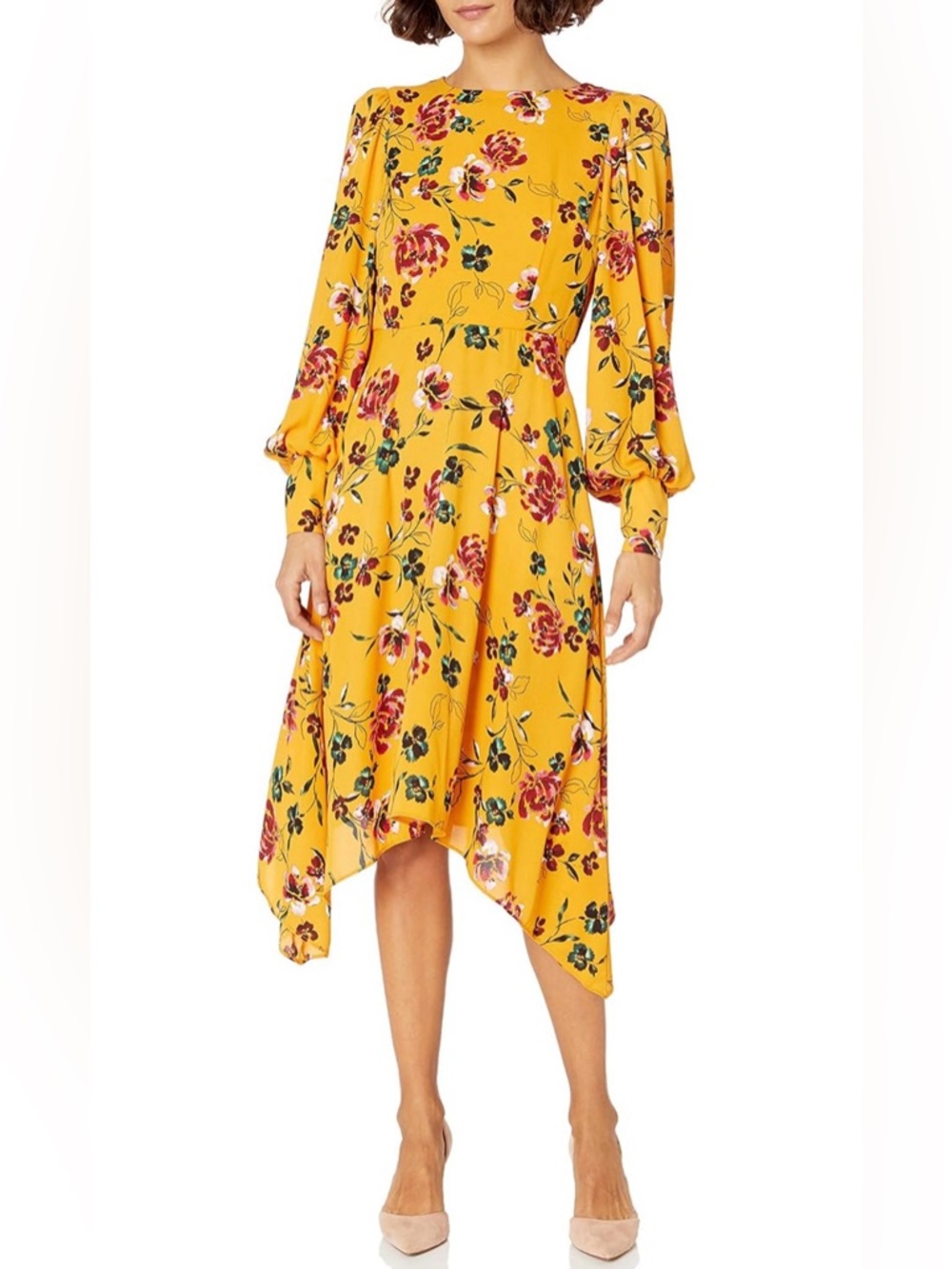 Donna Morgan Long Sleeve Marigold Multi Floral Dress